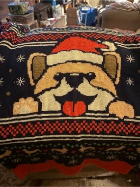 Holiday Corgi Graphic Crewneck Sweater - Navy & Red